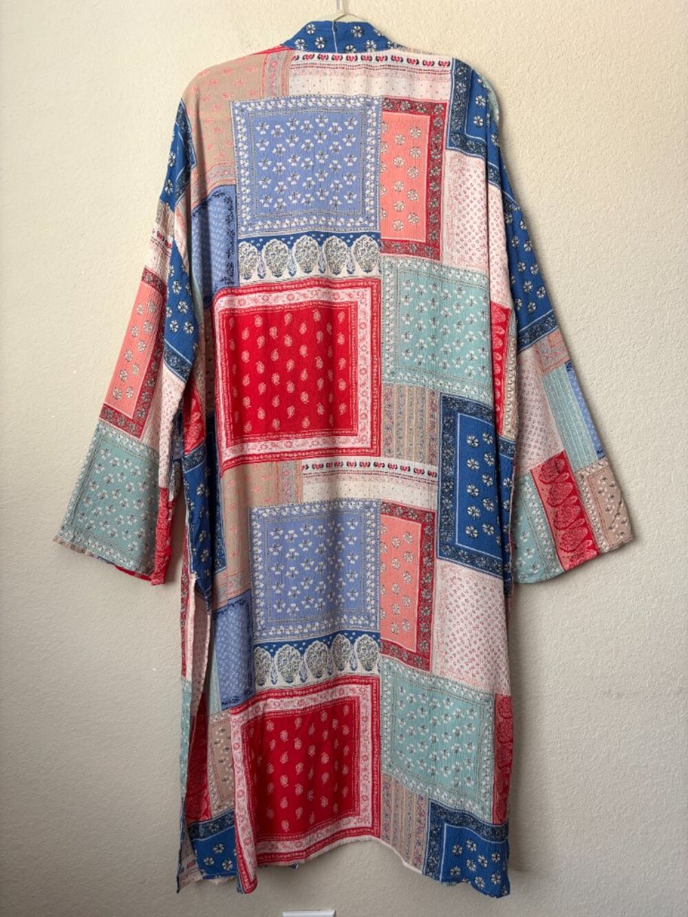 Wonderly L/XL Boho Patchwork Printed Longline Open Front Kimono Duster - Picture 8 of 10